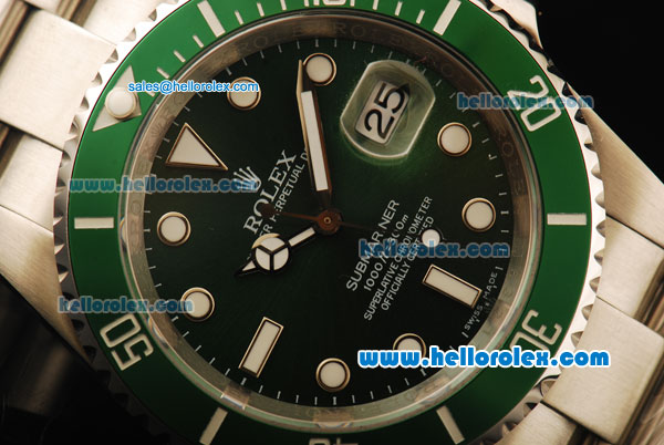 Rolex Submariner Automatic Movement ETA Coating Case with Green Ceramic Bezel and Steel Strap - Click Image to Close